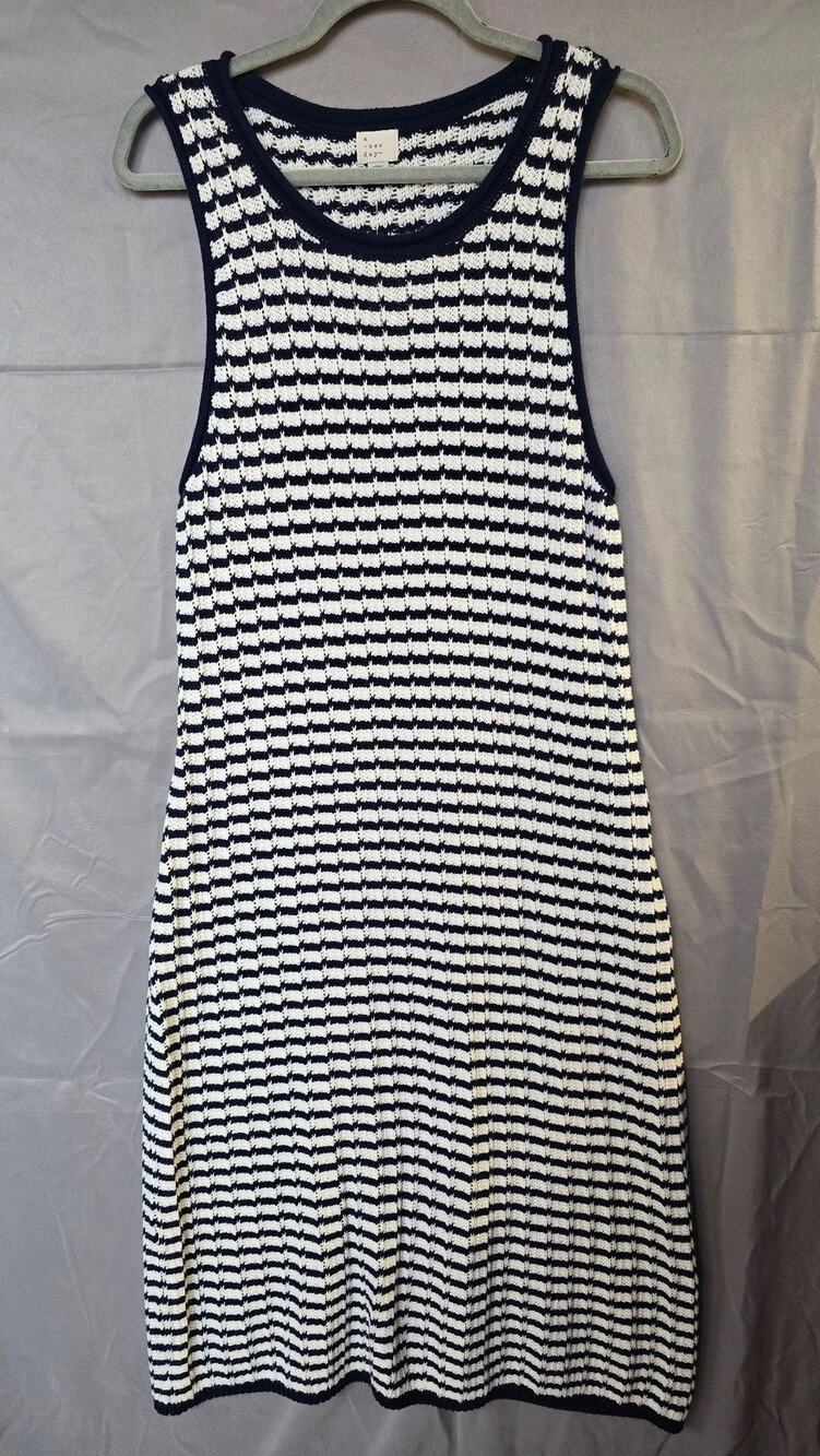 A New Day Dress Womens 2XL Blue Stripe Round Neck Tank Sweater Knit Midi
